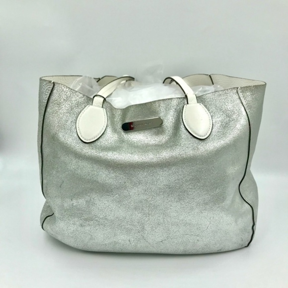 Michael Kors Leather Reversible Silver & White Large Tote